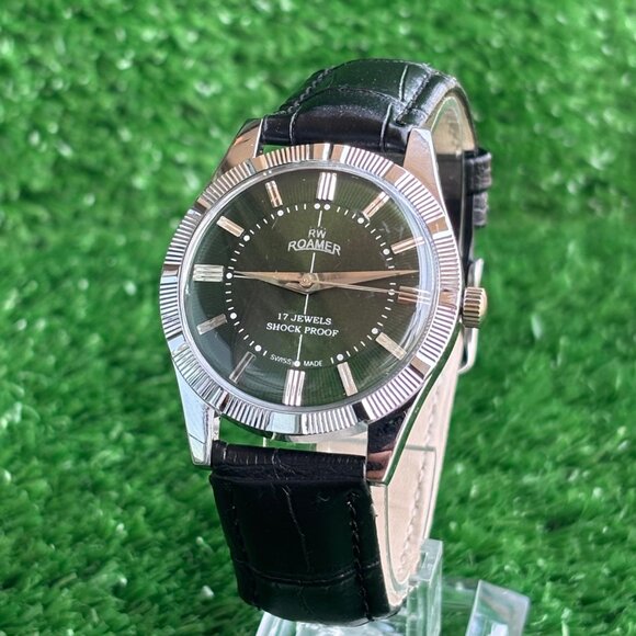 Vintage Roamer Green Dial - Classic Men's Wrist Watch - New Old Stock Collection - Picture 1 of 7